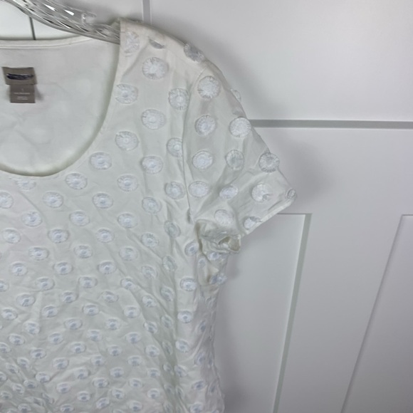 Chicos MEDIUM blouse White Embroidered polka dot western art wear boho romantic - Picture 5 of 5